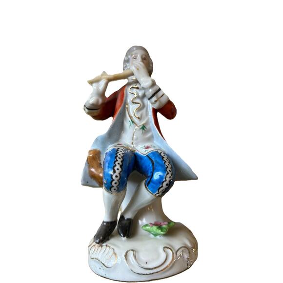 VTG Occupied Japan Porcelain Figurines Man Playing Music 1940s 50s GOLD Trim - Picture 11 of 16